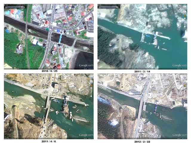 japan fukushima earthquake tidal wave tsunami google earth maps satellite