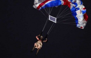 An actor dressed to resemble Britains Queen Elizabeth II parachutes into the stadium during the opening ceremony of the London 2012 Olympic Games July 27, 2012.AFP PHOTO OLIVIER MORINOLIVIER MORINAFPGettyImages An actor dressed to resemble Britains Queen Elizabeth II parachutes into the stadium during the opening ceremony of the London 2012 Olympic Games July 27 2012.AFP PHOTO OLIVIER MORINOLIVIER MORINAFPGettyImages 300x193 An actor dressed to resemble Britains Queen Elizabeth II parachutes into the stadium during the opening ceremony of the London 2012 Olympic Games July 27, 2012.AFP PHOTO OLIVIER MORINOLIVIER MORINAFPGettyImages