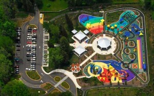Clemyjontri Park Fairfax County VA This huge playground was conceived to allow children of all physical abilities play side by side. accessible to those in wheelchairs who use braces or have developmental disabilies 300x187 Clemyjontri Park, Fairfax County, VA This huge playground was conceived to allow children of all physical abilities play side by side. accessible to those in wheelchairs, who use braces, or have developmental disabilies