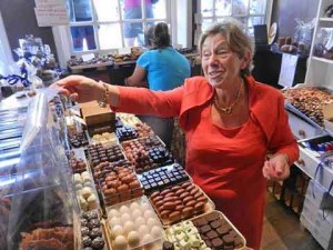 Bruges Belgium Madame Dumon makes and sells chocolate 300x225 Bruges, Belgium, Madame Dumon makes and sells chocolate