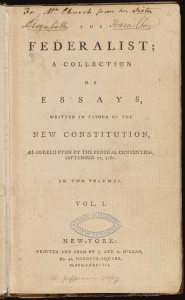 federalist papers collection of essays written in favor of the new constitution first printing title page john jay james madison alexander hamilton 185x300 federalist papers collection of essays written in favor of the new constitution first printing title page john jay james madison alexander hamilton